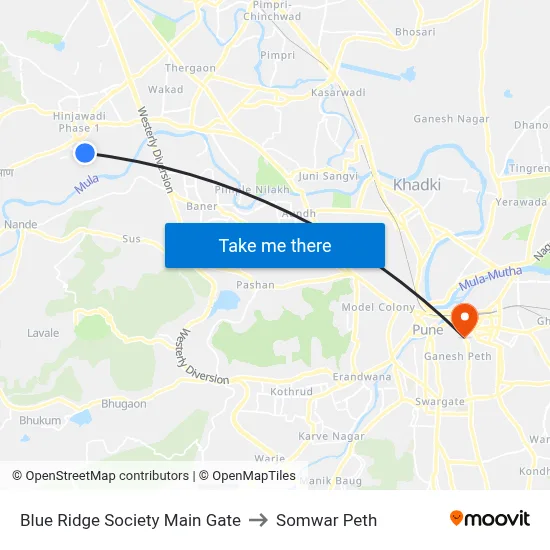 ब्लू रिज सोसायटी मेन गेट to सोमवार पेठ map