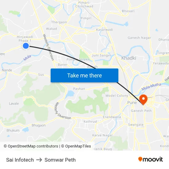 Sai Infotech to Somwar Peth map