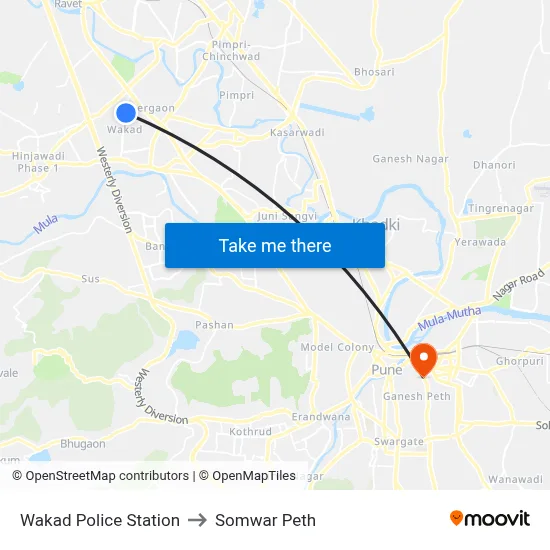Wakad Police Station to Somwar Peth map