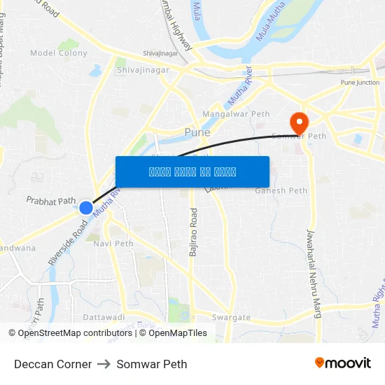 डेक्कन कॉर्नर to सोमवार पेठ map