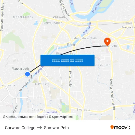 गरवारे कॉलेज to सोमवार पेठ map