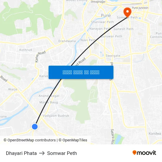 धायरी फाटा to सोमवार पेठ map