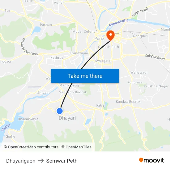 धायरीगांव to सोमवार पेठ map