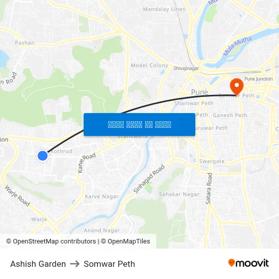 अशोक गार्डन to सोमवार पेठ map