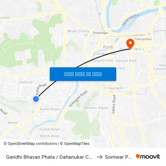 गांधी भवन फाटा / दहानुकर कॉलोनी to सोमवार पेठ map