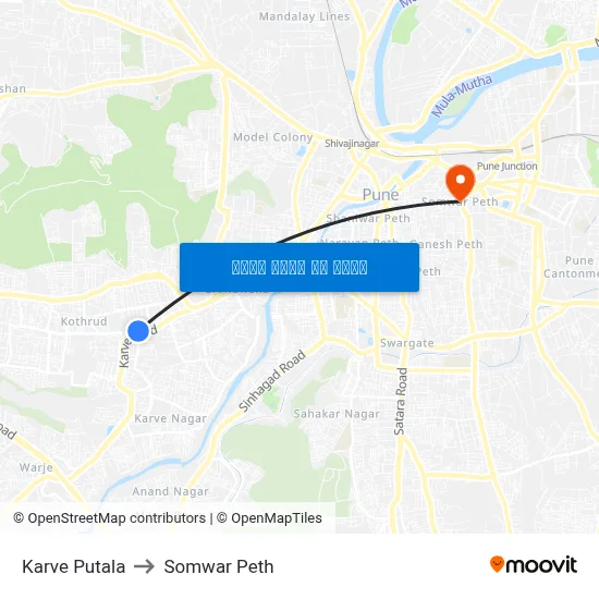 कर्वे पुतला to सोमवार पेठ map