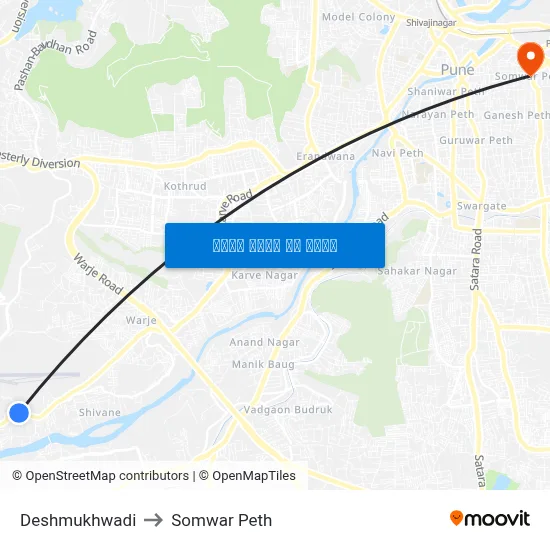 देशमुखवाड़ी to सोमवार पेठ map