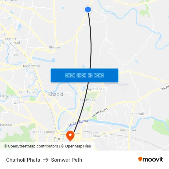चऱ्होली फाटा to सोमवार पेठ map