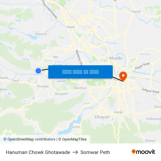 हनुमान चौक घोटवड़े to सोमवार पेठ map