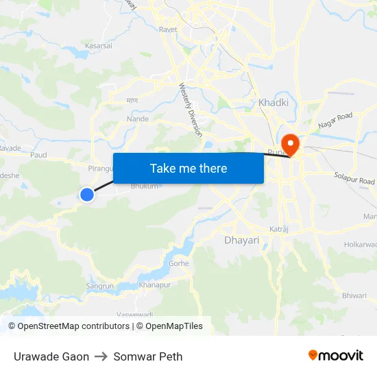 उरवडे गाव to सोमवार पेठ map