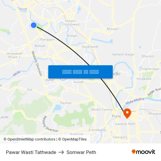 पवार वस्ती तथवडे to सोमवार पेठ map