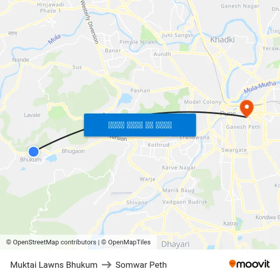 मुक्ताई लॉन्स भुकुम to सोमवार पेठ map