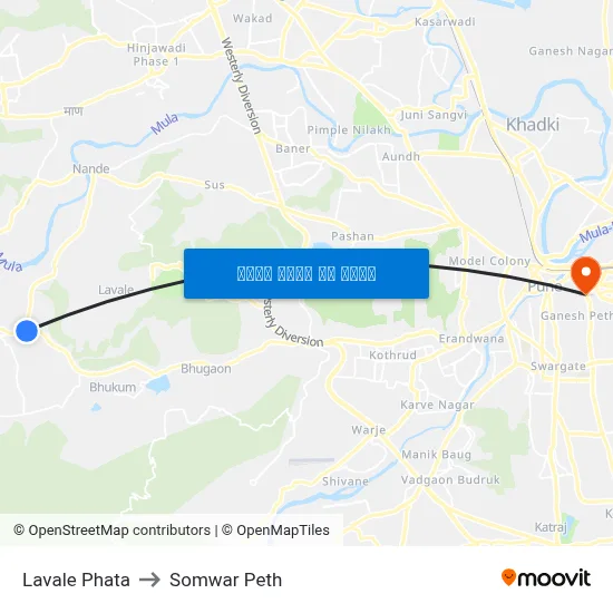 लवाले फाटा to सोमवार पेठ map