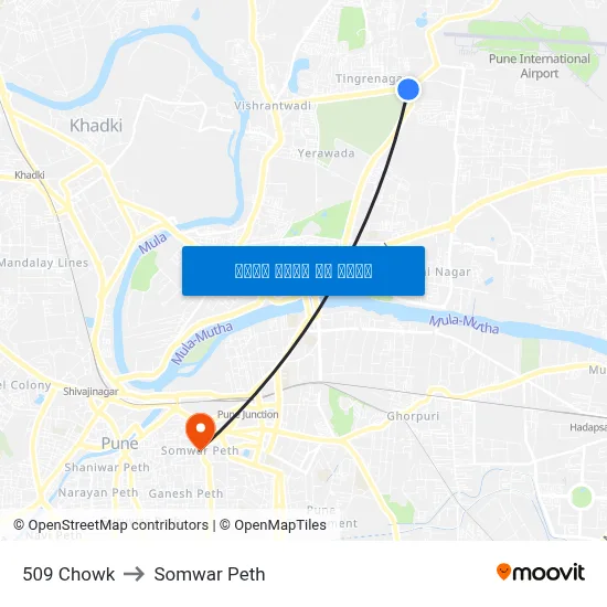 509 चौक to सोमवार पेठ map