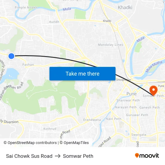 साई चौक सूस रोड to सोमवार पेठ map