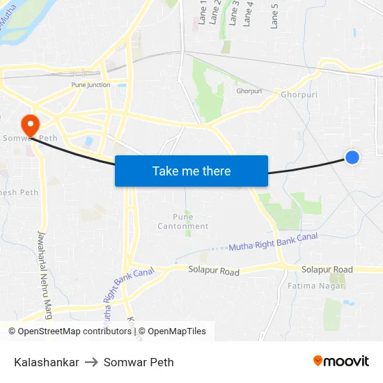Kalashankar to Somwar Peth map
