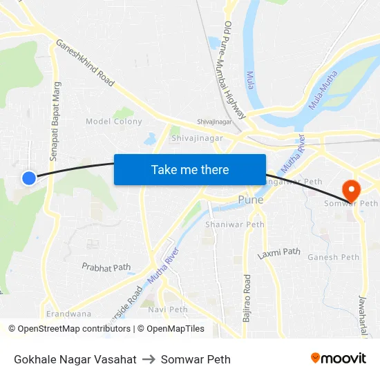 गोखले नगर वसाहत to सोमवार पेठ map