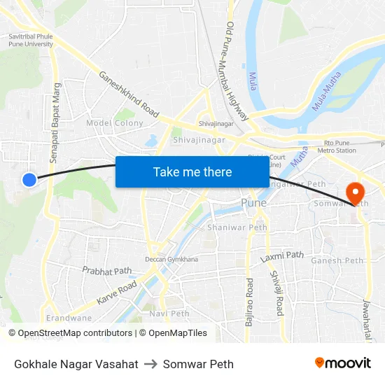 गोखले नगर वसाहत to सोमवार पेठ map