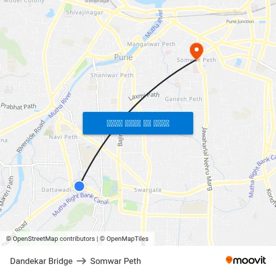 दंडेकर पुल to सोमवार पेठ map