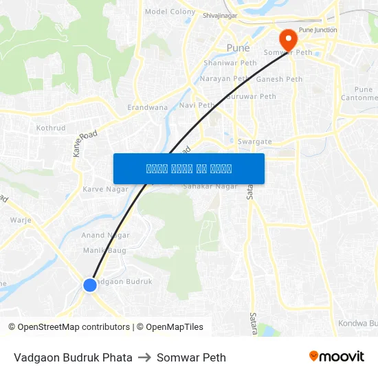 वडगाव बुद्रुक फाटा to सोमवार पेठ map