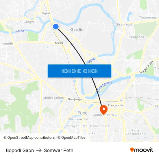 बोपोडी गांव to सोमवार पेठ map