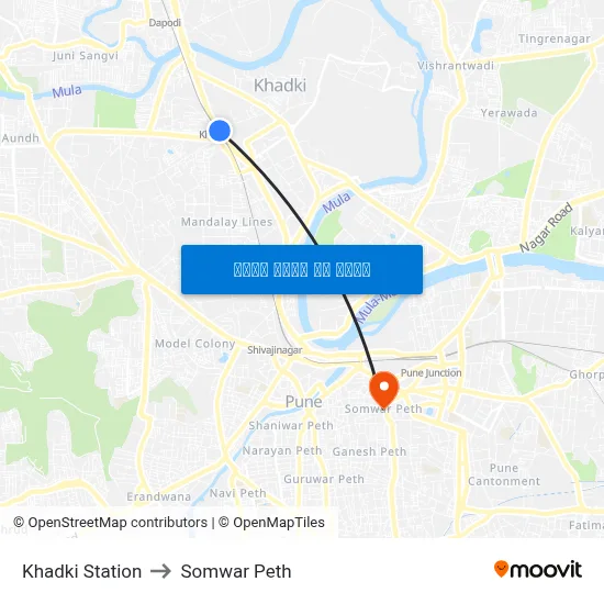 खडकी स्टेशन to सोमवार पेठ map
