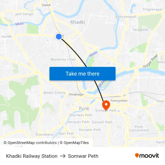 खड़की रेलवे स्टेशन to सोमवार पेठ map