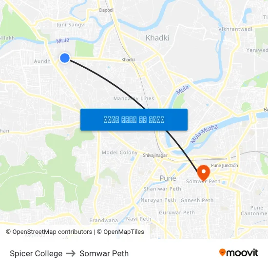 स्पाइसर कॉलेज to सोमवार पेठ map