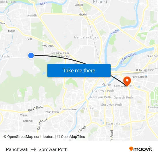पंचवटी to सोमवार पेठ map