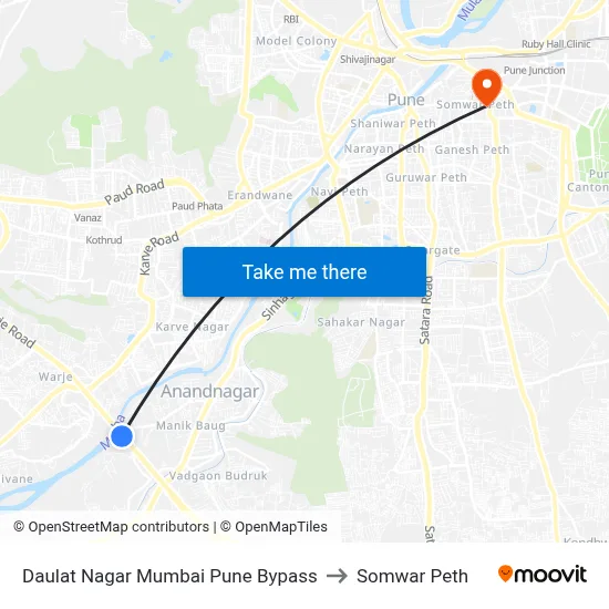 दौलत नगर मुंबई पुणे बायपास to सोमवार पेठ map