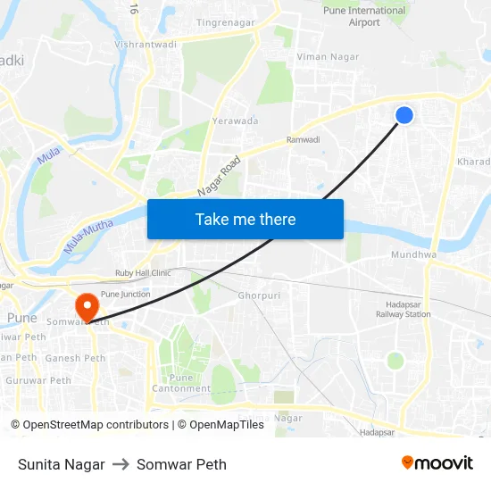 सुनीता नगर to सोमवार पेठ map