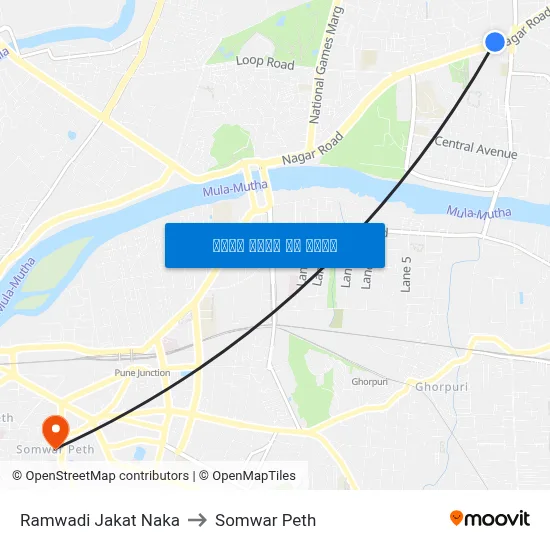 रामवाडी जकात नाका to सोमवार पेठ map