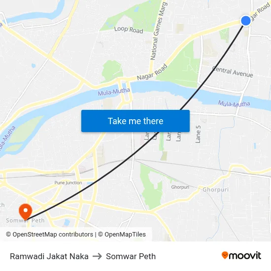 रामवाडी जकात नाका to सोमवार पेठ map