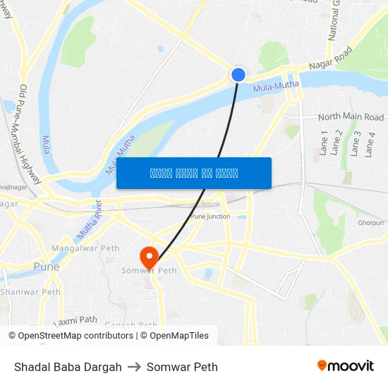 शादल बाबा दरगाह to सोमवार पेठ map
