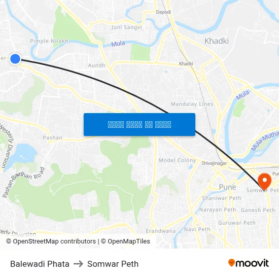 बालेवाड़ी फाटा to सोमवार पेठ map