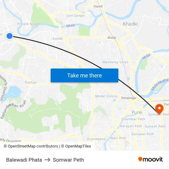 बालेवाड़ी फाटा to सोमवार पेठ map