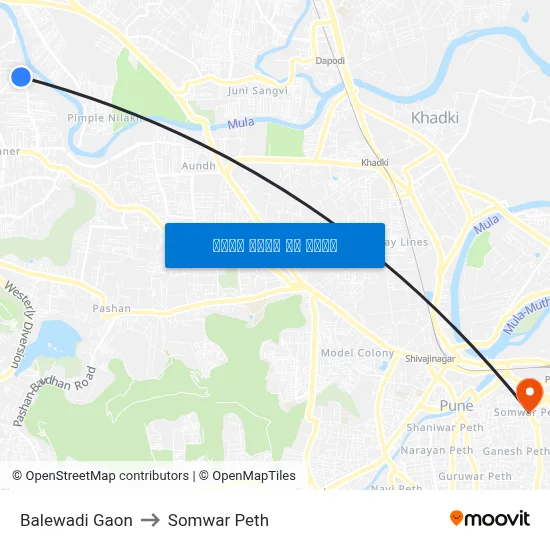 बालेवाडी गाव to सोमवार पेठ map