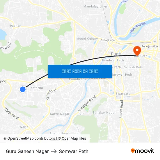 गुरु गणेश नगर to सोमवार पेठ map