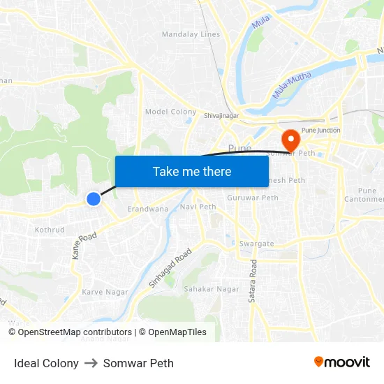 Ideal Colony to Somwar Peth map