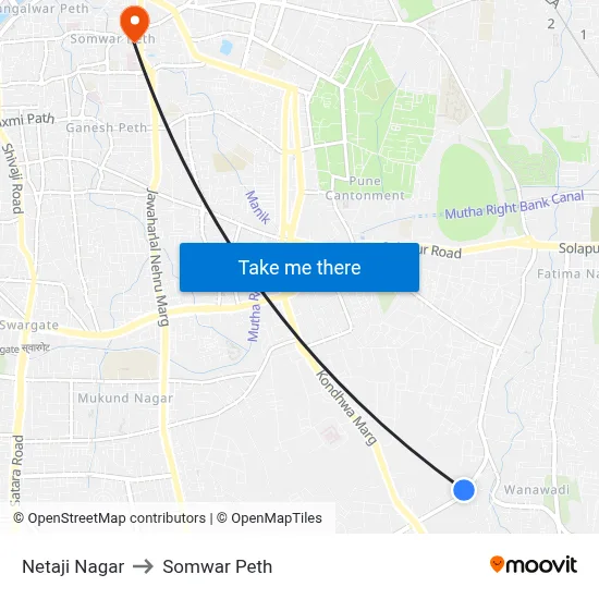नेताजी नगर to सोमवार पेठ map