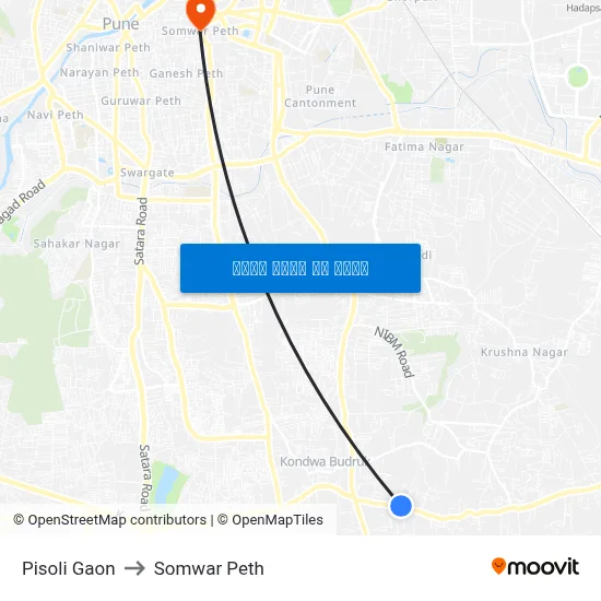 पिसोली गांव to सोमवार पेठ map