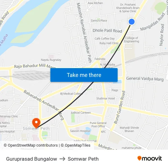 गुरुप्रसाद बंगला to सोमवार पेठ map