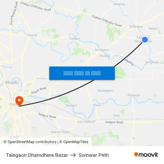 तळेगाव धामधेरे बाजार to सोमवार पेठ map