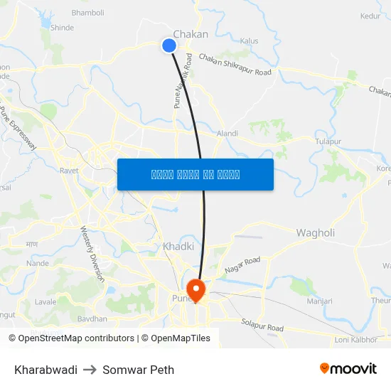 खराबवाडी to सोमवार पेठ map