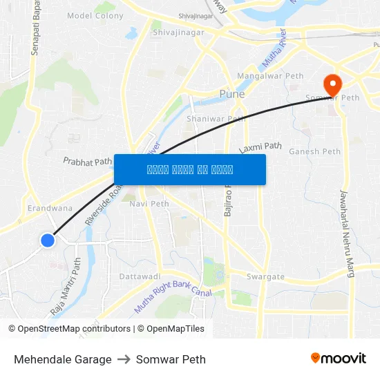 मेहेनदले गैरेज to सोमवार पेठ map