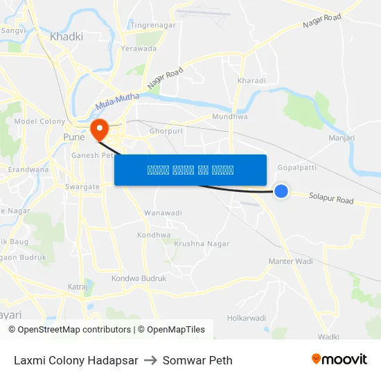 लक्ष्मी कॉलोनी हड़पसर to सोमवार पेठ map