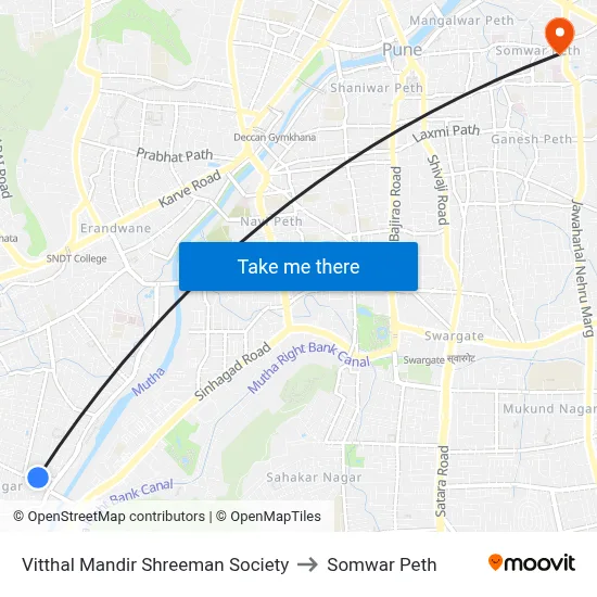 विठ्ठल मंदिर श्रीमान सोसाइटी to सोमवार पेठ map