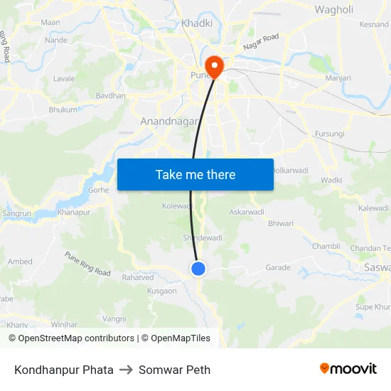 कोंढणपुर फाटा to सोमवार पेठ map