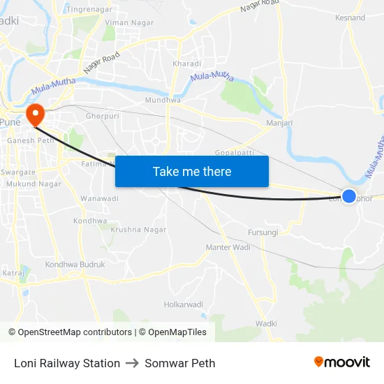 लोनी रेलवे स्टेशन to सोमवार पेठ map