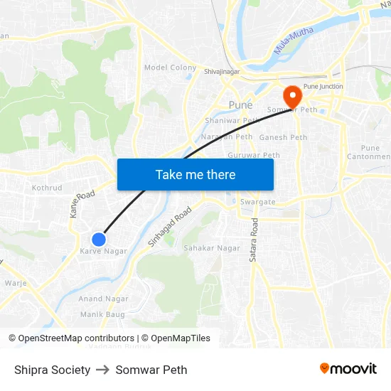 शिप्रा सोसाइटी to सोमवार पेठ map